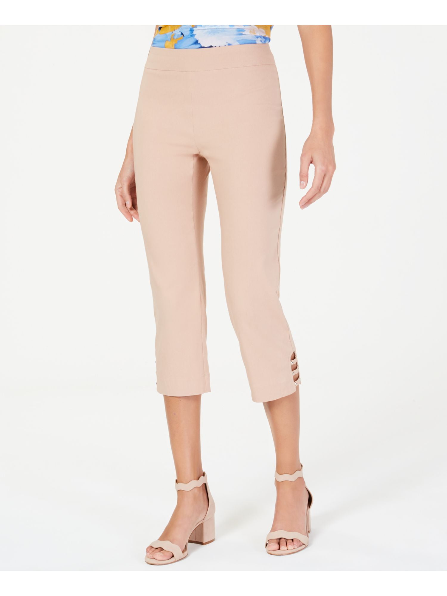JM COLLECTION Womens Beige Capri Pants 