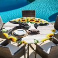 thumbnail image 6 of Farmhouse Cow Round Tablecloth, Fitted Table Cover with Elastic for 55"-60" Round Tables, Pastoral Sunflower Botanical Gray Wooden Table Cloth Outdoor Indoor Dinning Party Waterproof Tablecloths, 6 of 7