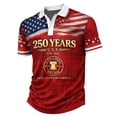 thumbnail image 3 of SXCXLSA 250 Anniversary USA Polo Shirts For Mens Short Sleeve Stand Collar Patriotic 4th Of July Shirts With Button Flag Stars Stripes Holiday Commemorative Tops Red L, 3 of 3