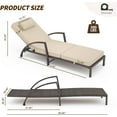 thumbnail image 2 of Chaise Lounge Chairs Set of 2 for Outside, Adjustable 5 Position Outdoor PE Rattan Wicker Patio Pool Lounge Chair with Arm, Cushion, Pillow and Wheels for Poolside Backyard Deck Porch,white, 2 of 7