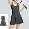thumbnail image 2 of Tank Dresses for Women with Built in Shorts & Bra Casual Sleeveless V-Neck Tennis Dress Sport Going Out Exercise Mini Dresses with Zipper Gray M, 2 of 7