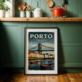 thumbnail image 6 of Porto Vintage Travel Poster – The Charm of Portugal - Porto Porto District Portugal Illustration Travel Poster Vintage Poster Cityscape Bridge Boat Harbor Black Framed Wall Art Print 5 x 7 inches, 6 of 8