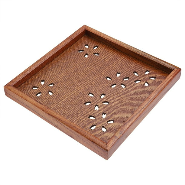 Bandeja de té, plato de té de madera tradicional, plato de té, bandeja para servir té, instalación sin esfuerzo Jadeshay A