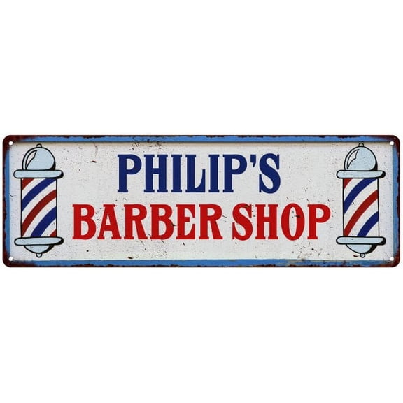 PHILIP'S Barber Shop Hair Salon Metal Sign Retro 6x18 106180031379