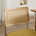 thumbnail image 5 of Velvet Dining Chairs Set of 2, Modern Accent Chairs with Handwoven Rattan Back and Stainless Chrome Base, Upholstered Dining Chairs for Kitchen Living Room, Golden, 5 of 11