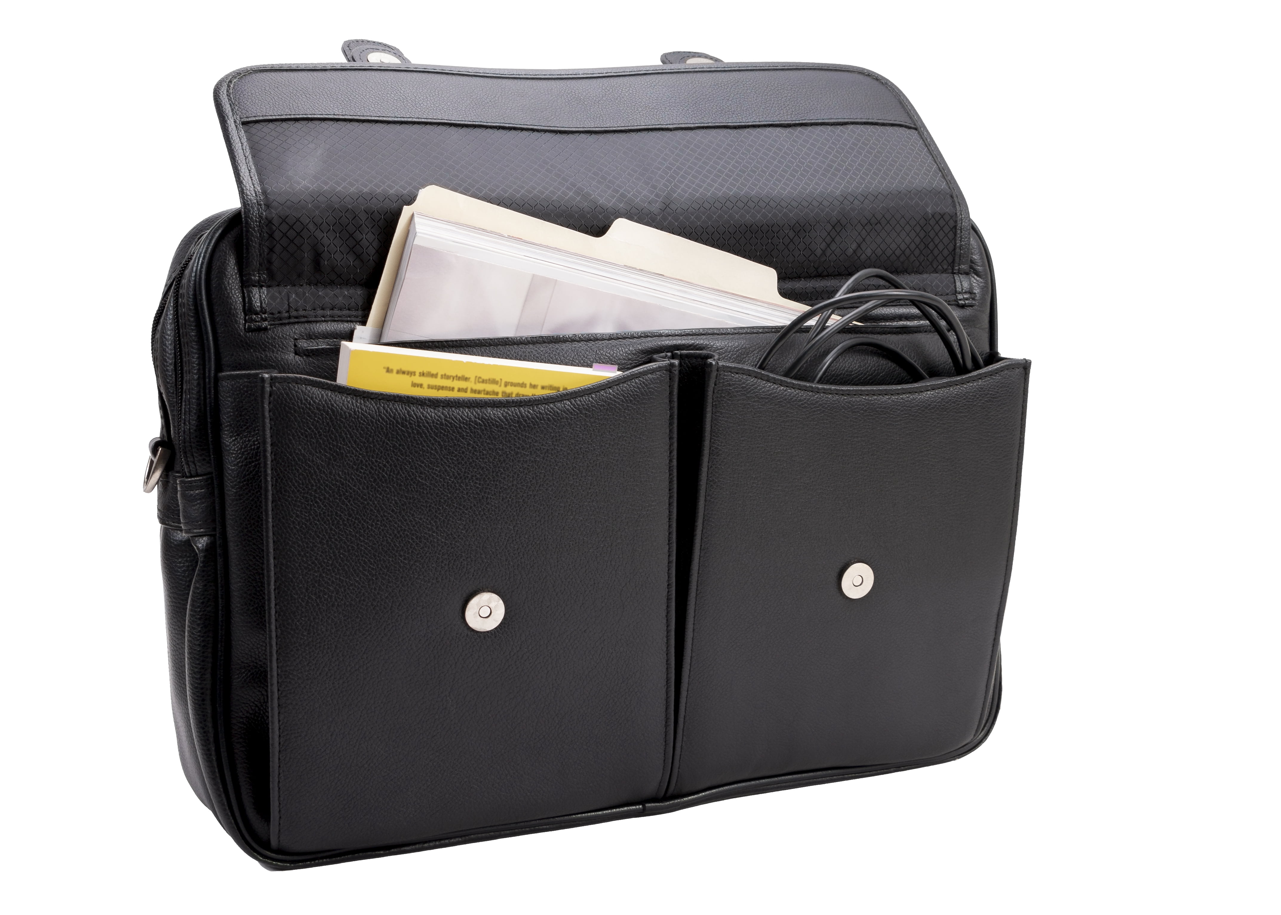 McKlein HYDE PARK, Double Compartment Laptop Briefcase, Top Grain Cowhide Leather, Black (15735C)