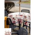 thumbnail image 5 of Outdoor Tablecloth with Umbrella Hole for Patio/Picnic/Party/Camping, Red Spring Floral Waterproof Table Cloth Square Cover Washable, Elegant Pastoral Flowers Watercolor (60"x 60"), 5 of 8