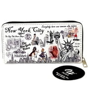 Women's Wallet Unforgettable New York Single Zip Around Coin Wallet Handbag Cities Design Medium Size