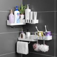 thumbnail image 3 of Estantes De Baño Sanitarios Montados En La Pared Estantes De Almacenamiento Triangulares En Capas Giratorios De Especias De Esquina De Plástico - Negro, 3 of 5