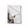 thumbnail image 2 of English Bulldog Soft Flannel Fleece Throw Blanket, Happy Dog Wearing a Union Jack Vest Cartoon Style Animal Design, Cozy Plush for Indoor and Outdoor Use, 50" x 70", Cream Navy Blue Red, by Ambesonne, 2 of 6
