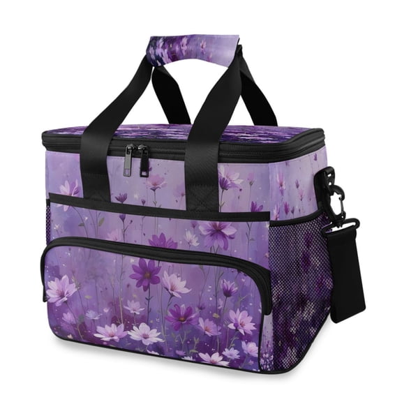 Cooler bag Purple Flowers 15L Insulated Lunch Bag Large Cooler Suitable for camping and picnics