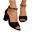thumbnail image 4 of LOVZFMLL Sandals for Women 2025 Classic Elegant Chunky Block Heels Sandals Open Toe Ankle Strap Dress Sandals for Party Club Prom Dating Black 6, 4 of 8