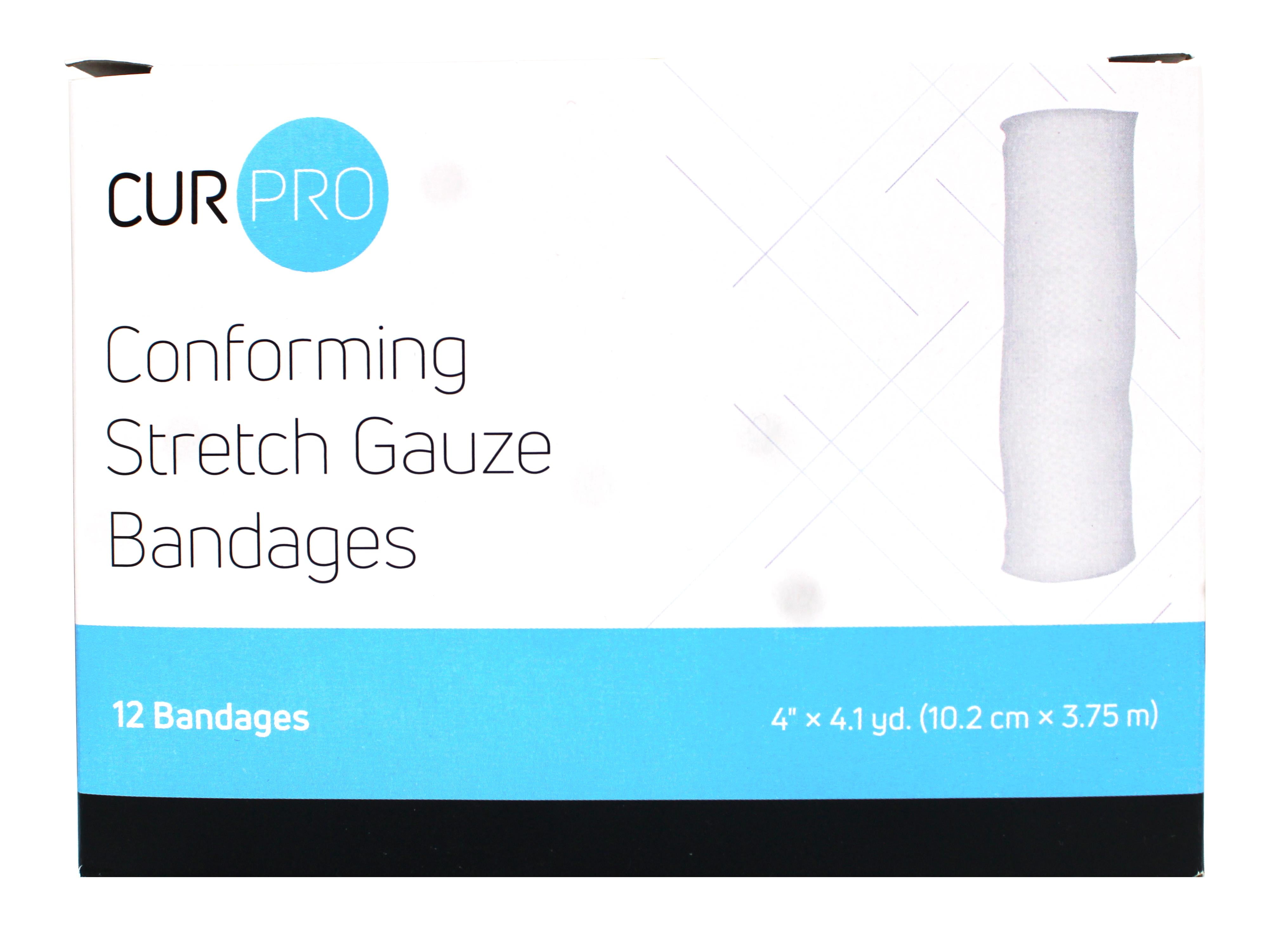 8 Pack - Dynarex Stretch Gauze Bandages, 4" x 4.1 yd, Non-Sterile & Latex-Free, Wound Care in Medical and Home Environments, 12 Count