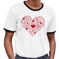 thumbnail image 2 of Nurse Icons Heart Ringer Tee Shirt Unisex Large White/Black, 2 of 5