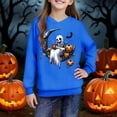 thumbnail image 5 of bbymog Halloween Girls Hoodies Size 14-16 Boys' Fashion Spooky Graphic Long Sleeve Hoodie Sweatshirt Fall Winter Kids Sweatshirts Blue B 11 Years, 5 of 9