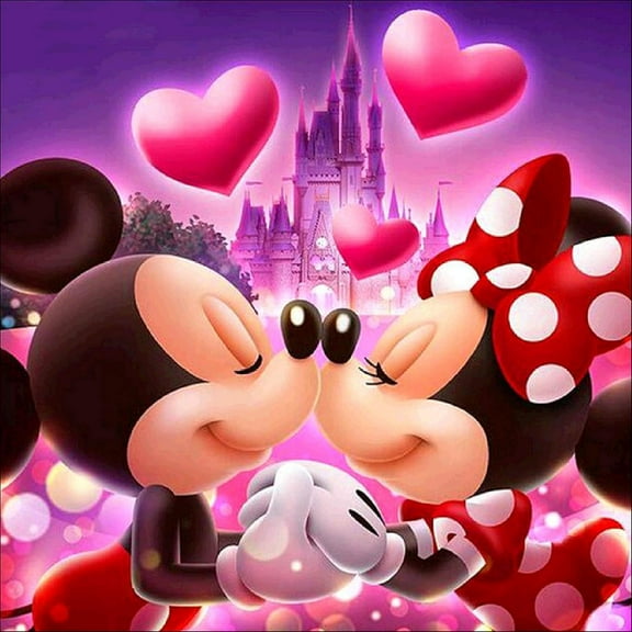 Mickey and Minne Diamond Art Painting Kits for Adults and Beginners,5D DIY Cartoon Cross Stitch Kits,Full Drill Crafts for Kids Home Wall Decor Gift Diamond Dots 12" X 12"