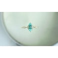 thumbnail image 4 of Marquise Cut Aquamarine Halo Ring Art Deco Handmade Thin Matching Bridal Ring 18K Yellow Gold Over Silver March Birthstone Half Eternity Ring, 4 of 5