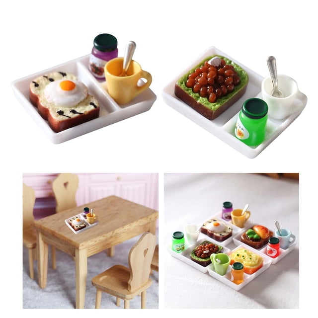 Simulación Desayuno Toast perfke Juego De Cocina 1/12 Casa de Muñecas