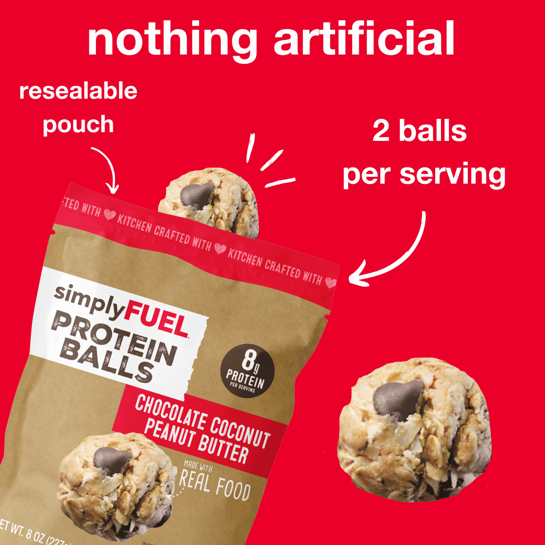 (6 pack) simplyFUEL Protein Balls Chocolate Coconut Peanut Butter 8oz