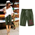 thumbnail image 2 of Pantalones Cortos de Verano para las Mujeres de Cintura Alta Estampado Elástico Cordón de Cintura, Casual Bolsillos Pantalones de Pijama, 2 of 4
