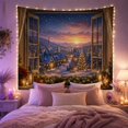thumbnail image 2 of Open Wooden Double with Casement Window Grid Panes, Mystical Fantasy for Space Lovers, Galaxy Room Decor, Christmas Gift, Tapestry Wall Hanging for Bedroom and Dorm, 2 of 7