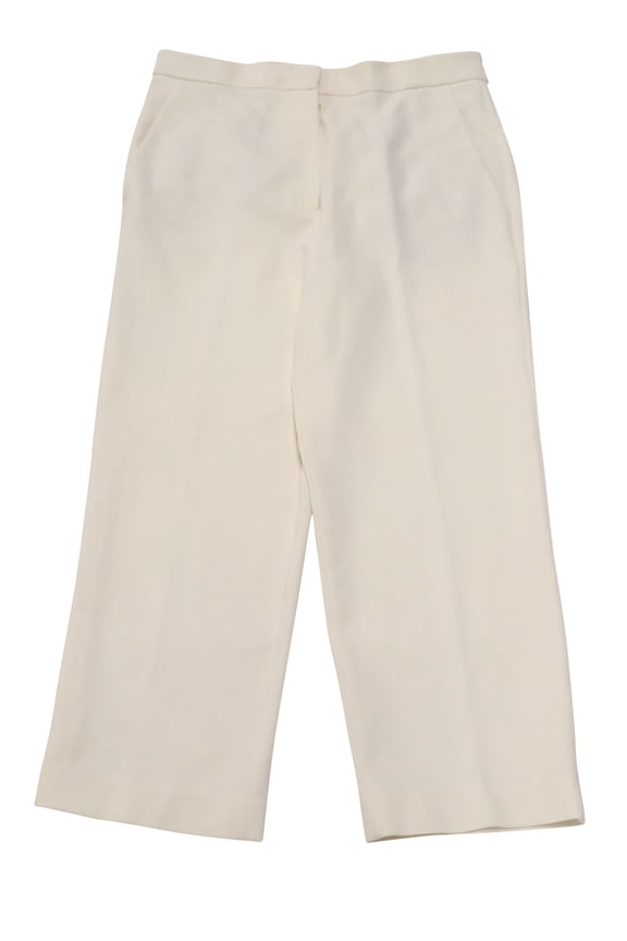 Pre-Owned TIbi Anson Stretch Cropped Skinny Pants in Ivory Polyester