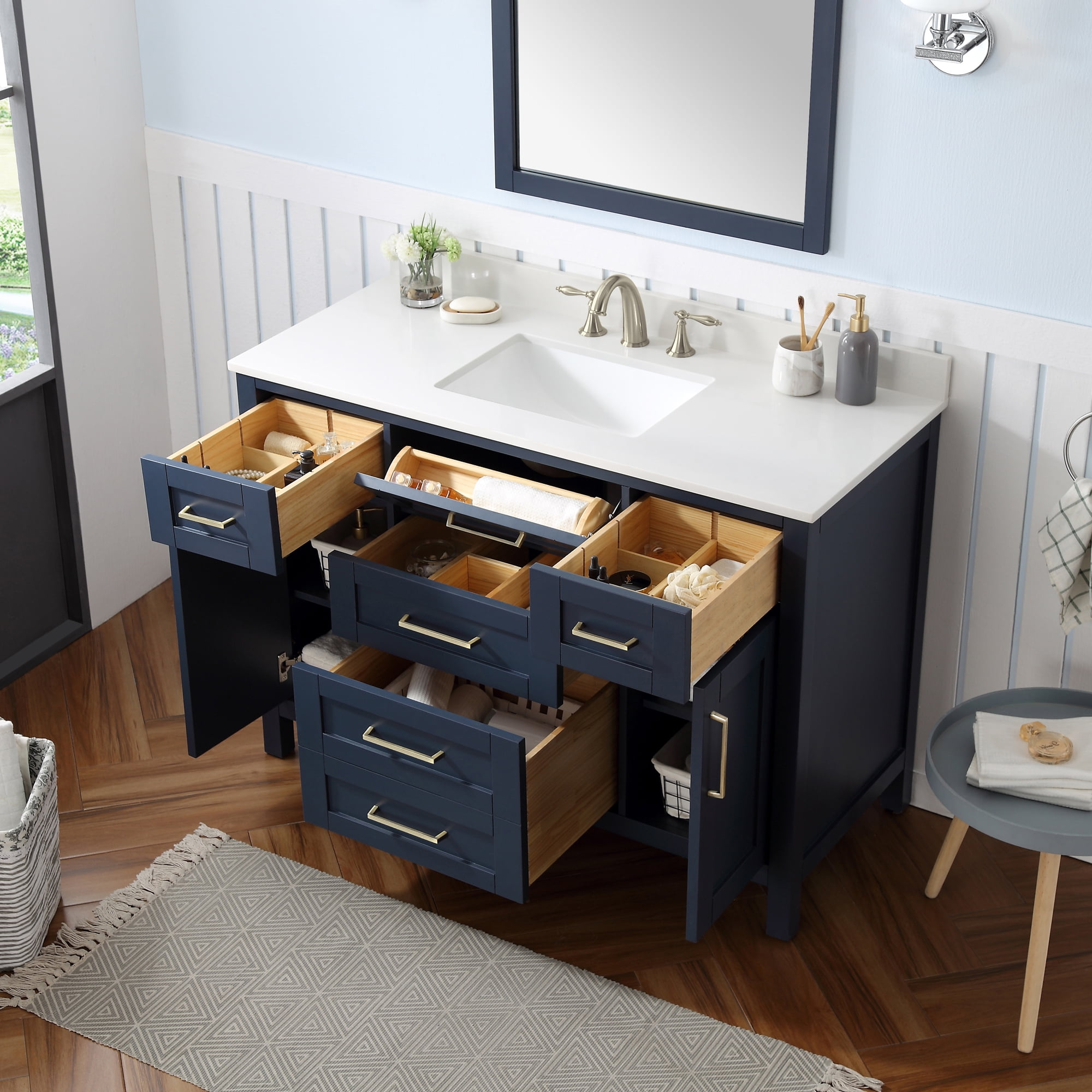Ove Decors Tahoe 48 W x 21" D Freestanding Bathroom Vanity with Sink, Midnight Blue