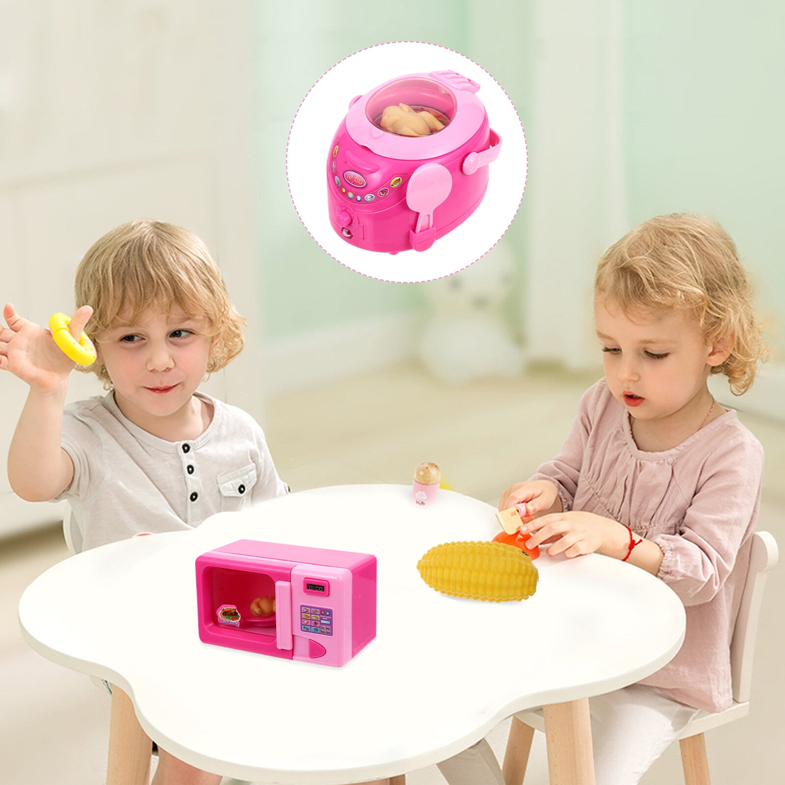 1pc Mini House Microwave Oven Toy Simulation Kitchen Appliance Model Toy  (Pink)