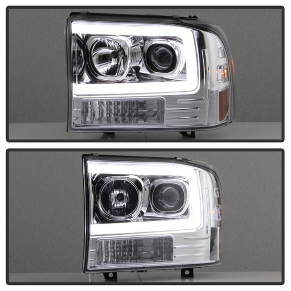 1999-2004 Ford F250 F350 SuperDuty [LED Tube] Projector Headlights Headlamps