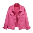 thumbnail image 2 of Jackets for Women Fall Jacket Women's Fashion Casual Colorful Solid Denim Coat - Large Pocket Short Jacket, Autumn Winter Outerwear, 2 of 8