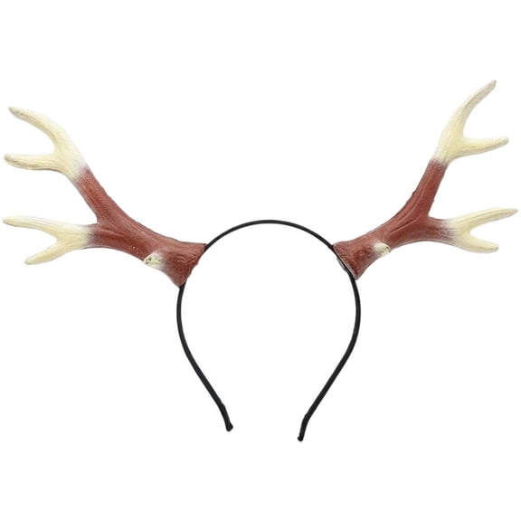 Hfppkn Realistic Deer Antlers Headband Lightweight PU Foam Hoop 38x24cm Brown
