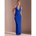 thumbnail image 3 of Royal Blue Cowl Neck Maxi Dress, Elegant Halter Sleeveless Evening Gown For Formal Occasions, 3 of 5