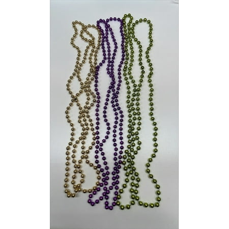 PMU Bachelorette Beads 33 Inch Gold, Lime Green and Purple Metallic 12pc
