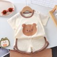 thumbnail image 2 of KPOPLK Baby Girl Boy Summer Outfits 2 Piece Toddler Clothes Trendy Print Short Sleeve Cotton T-Shirt and Pull on Shorts Sets Size 3-6 Months,Khaki, 2 of 4