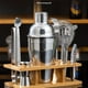 thumbnail image 2 of Herramientas de mixología, juego de coctelera con soporte de bambú y acero inoxidable antioxidante, kit de barman para coctelería profesional en el bar de casa, juego completo de cócteles, 2 of 5