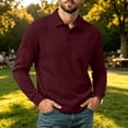 thumbnail image 4 of Mifsaly Mens Long Sleeve Shirts Waffle Knit Lapel Collar Blouses Casual Daily Golf Shirts for Spring Fall Wine,XXL, 4 of 8