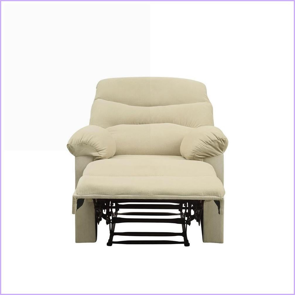 Recliner with Motion Function & Pillow Top Armrests | Beige Microfiber | Fabric+Metal