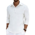 thumbnail image 2 of DPTALR Men's Casual Vacation Solid Color Button-down Collar Stylish Three-quarter Sleeve Shirt,White, XXL, 2 of 9