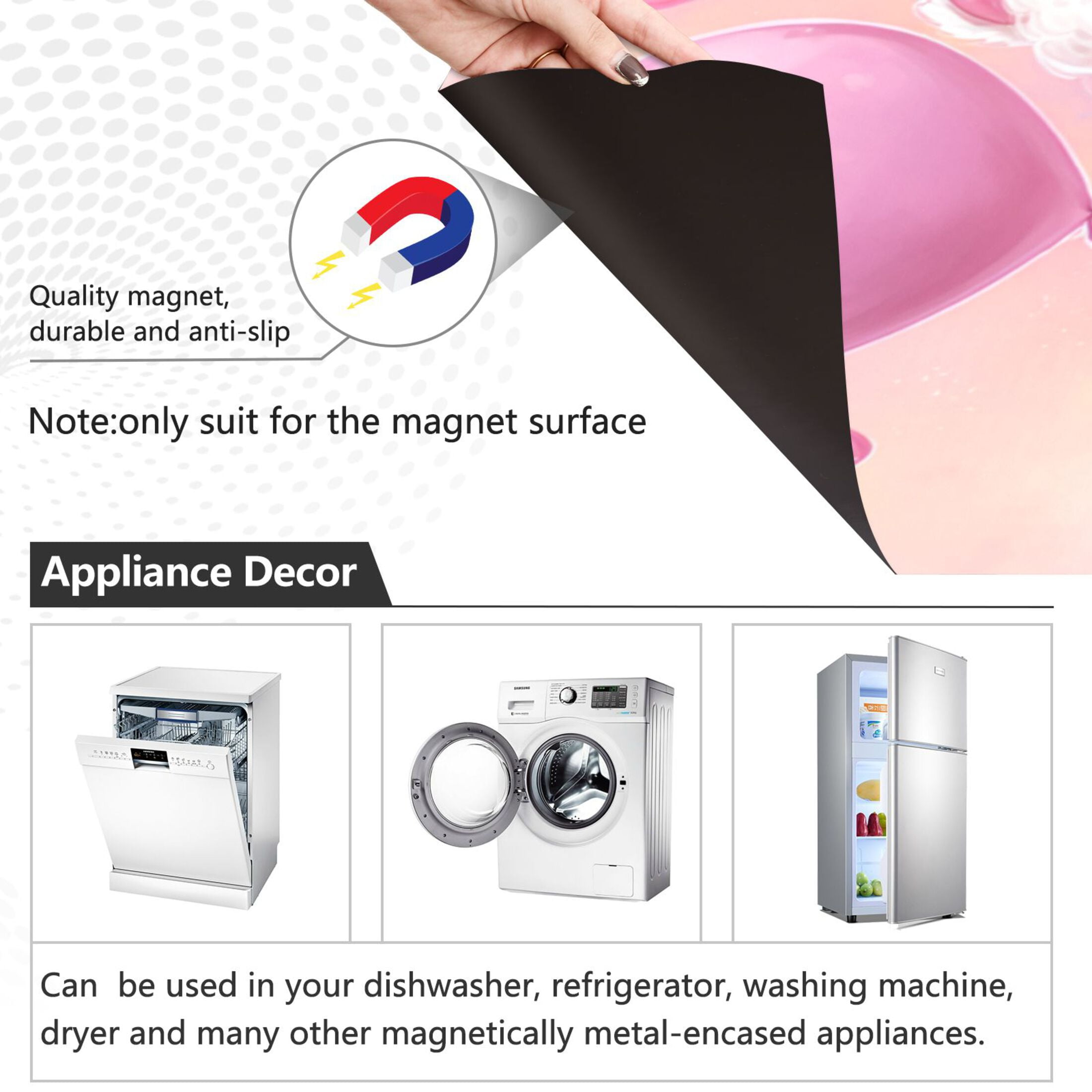 Dishwasher Magnetic Refrigerator Magnet Cover Sticker Home Decorative 23"x26" Kawaii White Alpaca