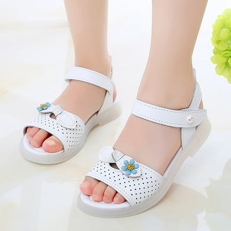 

Cathalem Girls Wedge Sandals Children Shoes Fashion Flower Thick Sole Sandals Soft Sole Comfortable Princess Sandal Size 13 White 11 Years