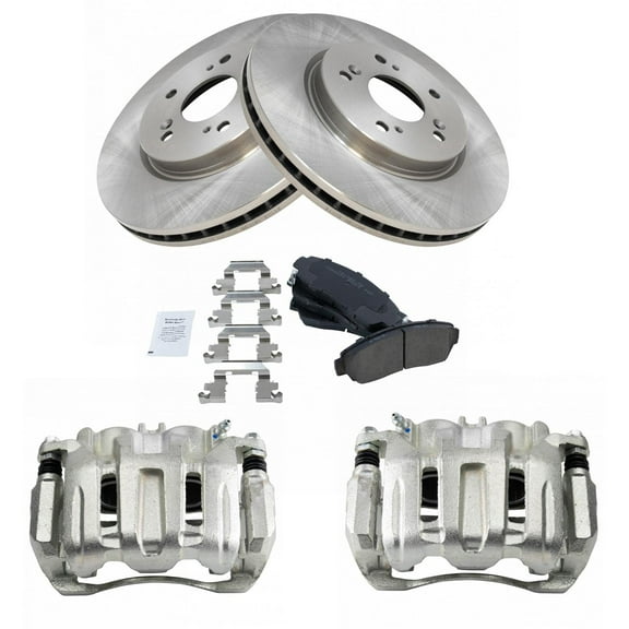 TRQ Front Brake Pad & Rotor Kit Brake Caliper Brake Pads Brake Rotor Ceramic Fits Select 2007-2012 Acura RDX 2010-2011 Honda Accord Crosstour 2007-2011 CR-V