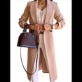 thumbnail image 2 of Abrigos Largos de Lana para Mujer, Gabardina, Blazer Cruzado, Abrigo, Otoño e Invierno Caqui L, 2 of 7