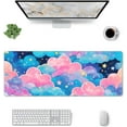 thumbnail image 2 of Pink Cloud Large Gaming Mouse Pad with Anti-Slip Base for Keyboard and Mouse, Kawaii Colorful Clouds Extended XL Mousepad for Girl, Cute Desk Mat with Stitched Edges for Desk, 31.5 x 11.8 in, 2 of 6