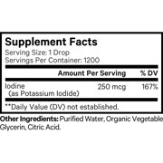 Codeage USDA Organic Iodine Drops, 250 Mcg, Liquid Supplement, 2 fl oz