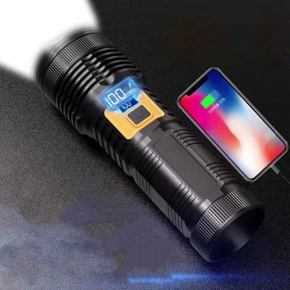 Xihbxyly Linterna Telescópica, Haz Ajustable, Modos de Luz Blanca y Amarilla, Recargable Por Usb, Indicador de Batería, Batería Externa de Emergencia, Ideal para Acampar Al Aire Libre y Senderismo, P
