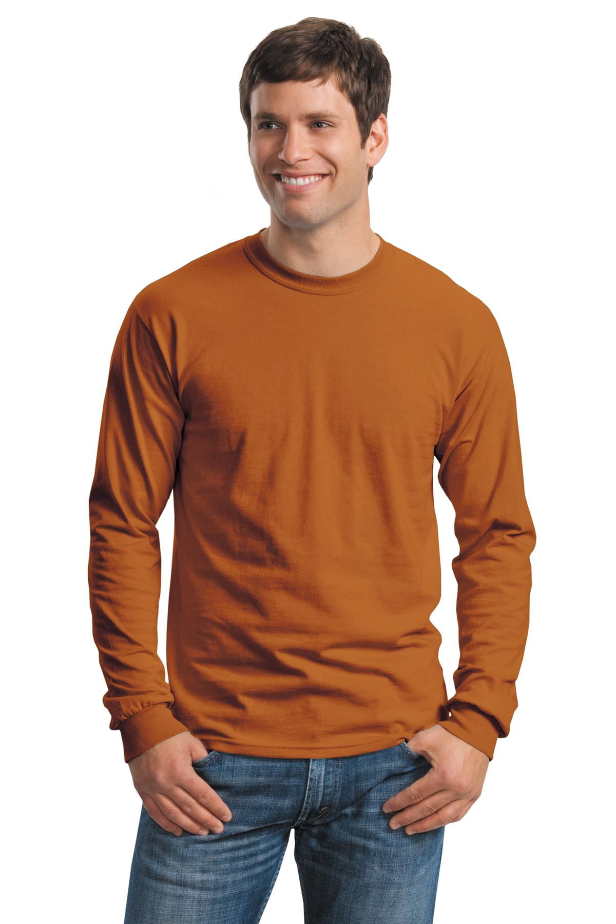 Gildan - Gildan Men's 100 Percent Cotton Long Sleeve T-Shirt - G2400 ...
