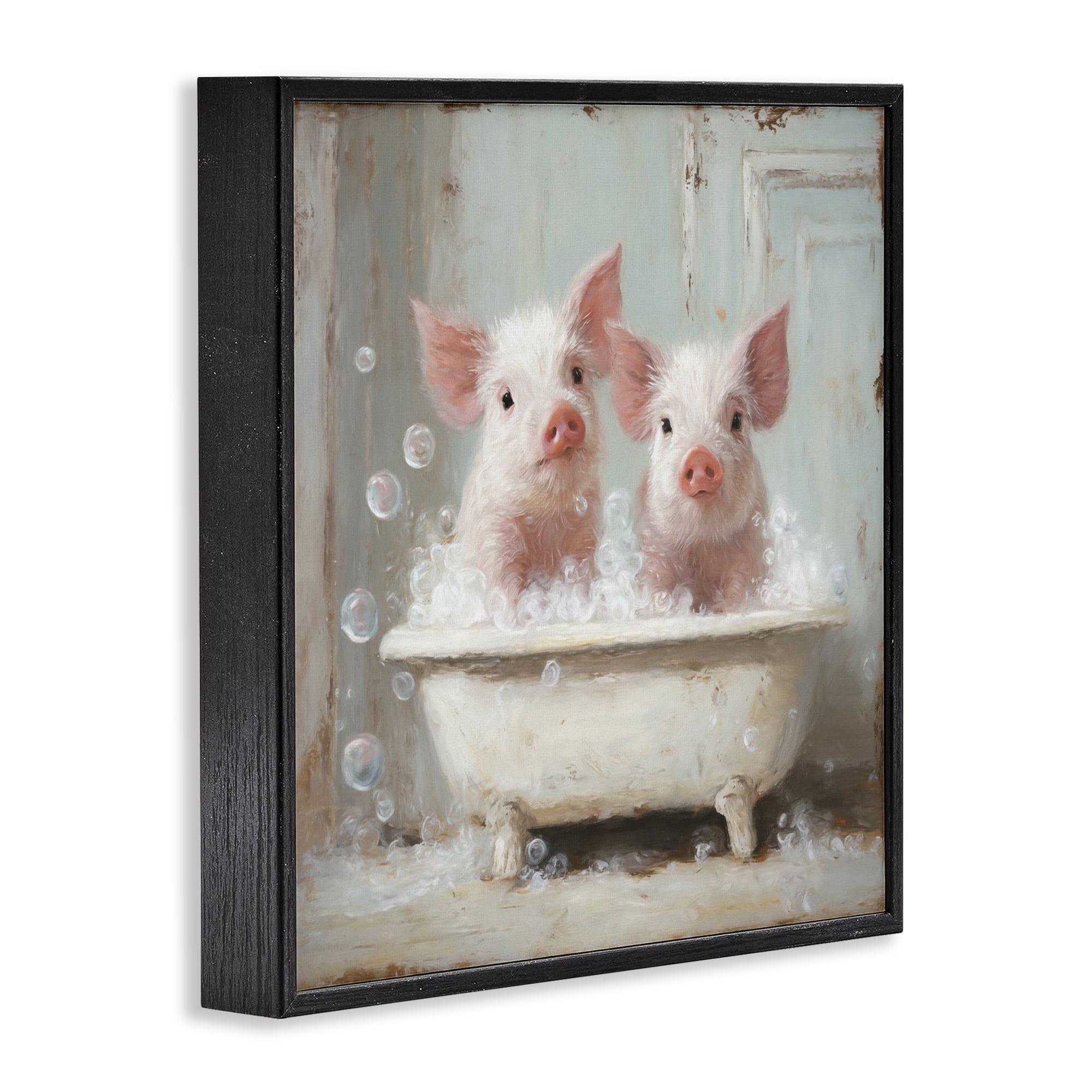 Stupell Industries Piglet Bubble Bath Black Framed Giclee Art, design by Tina LeCour