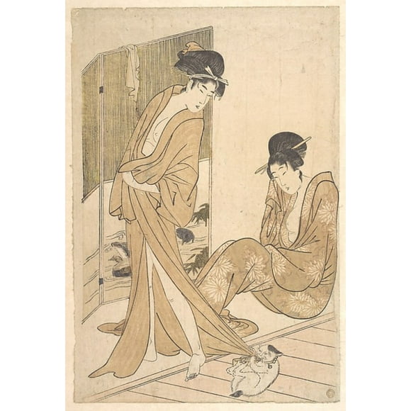 Two Young Women Wrapped in Yukata After a Bath Poster Print by Kitagawa Utamaro (Japanese, 1753  ï¿½1806) (18 x 24)