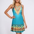 thumbnail image 2 of Summer Print Casual Dress for Women Sleeveless Button Down Collar Loose Fit Mini Flowy Comfortable Day Dress V Neck Sky Blue XL, 2 of 6