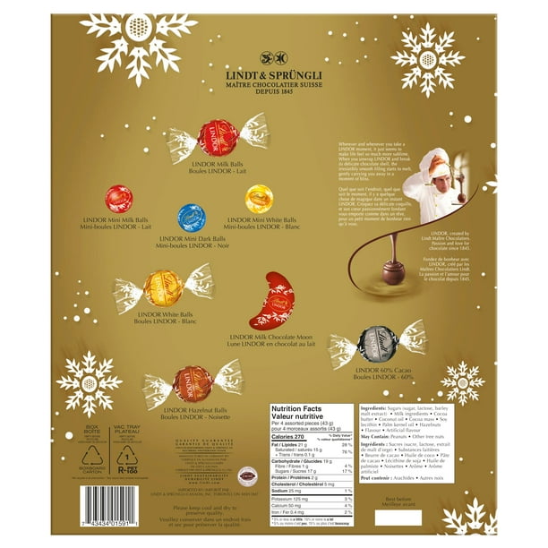 Lindt - Calendrier de l'avent de Noël, chocolats variés, ourson